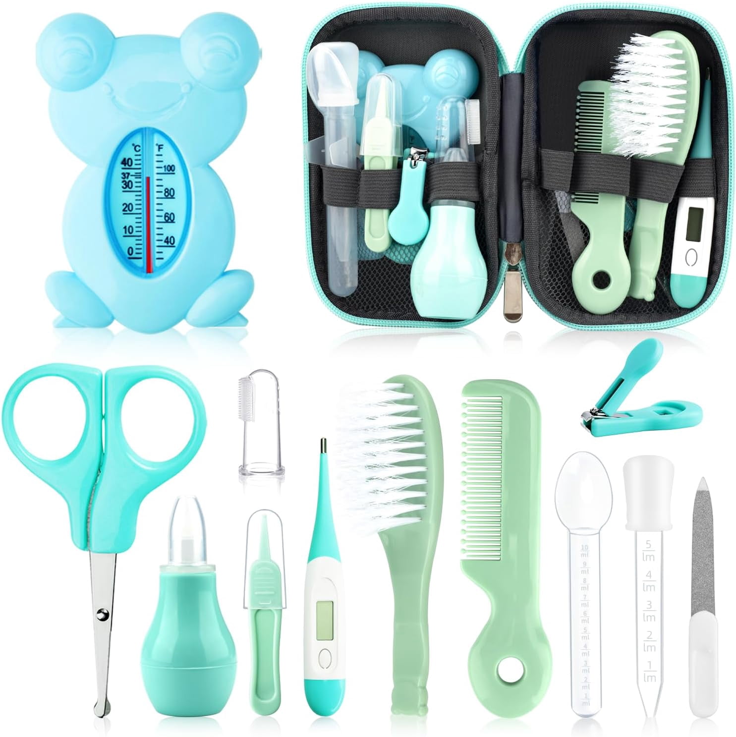 Baby Grooming and Healthcare Kit, Infant Safety Care Set with Hair Brush Comb Nail Clipper Nasal Aspirator,Baby Essentials Kit for Newborn Girls Boys