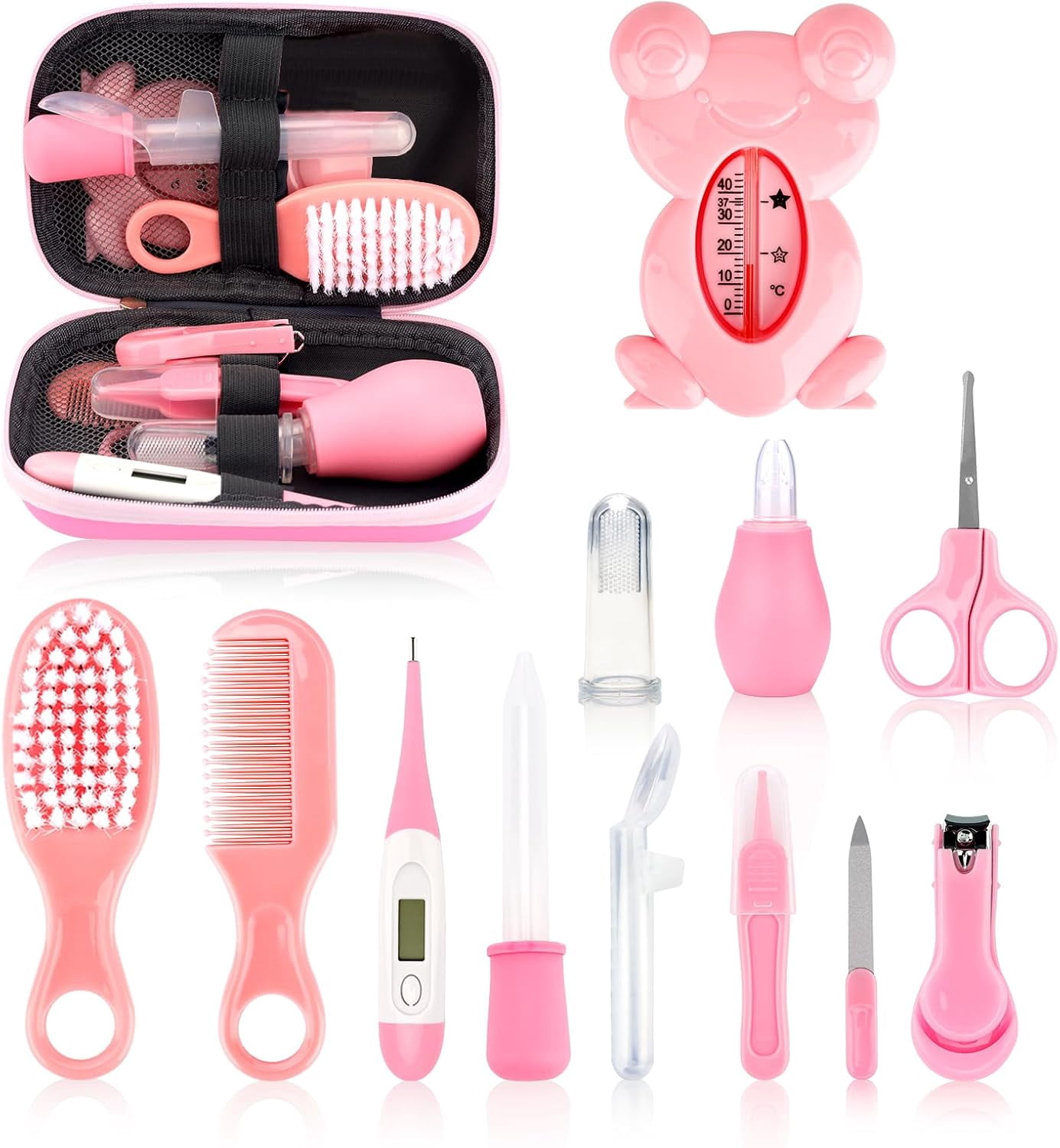 Baby Grooming and Healthcare Kit, Infant Safety Care Set with Hair Brush Comb Nail Clipper Nasal Aspirator,Baby Essentials Kit for Newborn Girls Boys