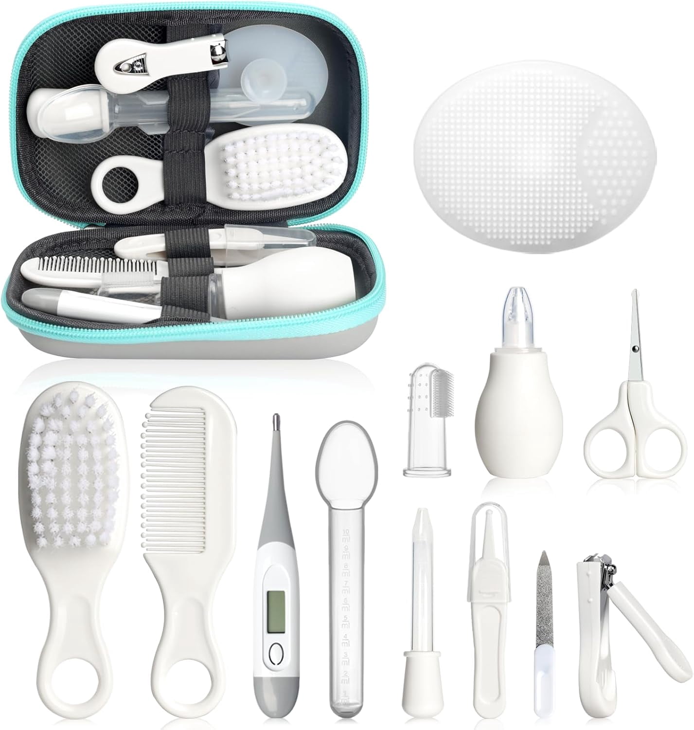 Baby Grooming and Healthcare Kit, Infant Safety Care Set with Hair Brush Comb Nail Clipper Nasal Aspirator,Baby Essentials Kit for Newborn Girls Boys