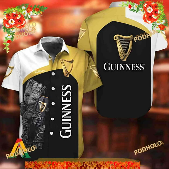 Baby Groot Hugs Guinness Funny Hawaiian Shirt