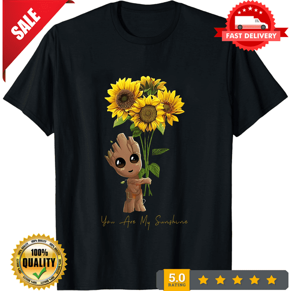 Baby Groot With Sunflower You Are My Sunshine Vintage T-Shirt, Guardians Of the Galaxy Shirt, Groot Shirt, Baby Groot Shirt, Gift For Groot, LIMITED EDITION-TH70042