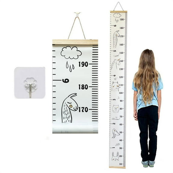 Baby Growth Chart Canvas Wall Hanging Measuring Rulers for Kids Boys Girls Room Decoration Nursery Removable Height and Growth Chart - Home Decoration Measuring Board Foldable 7.9 x 79 inch