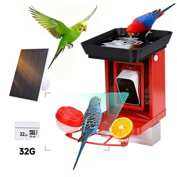 Smart Bird Feeder with Camera & AI Identification, 2.4GHz WiFi Solar Powered Outdoor Bird Feeder with Cam, 2K Live View, Instant Arrival Alerts