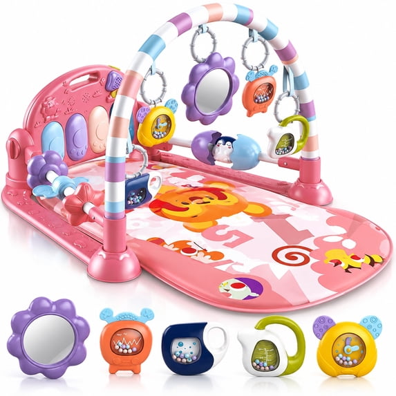 Baby Gym Play Mat 3 in 1 Fitness Rack with Music and Lights Fun Piano ...
