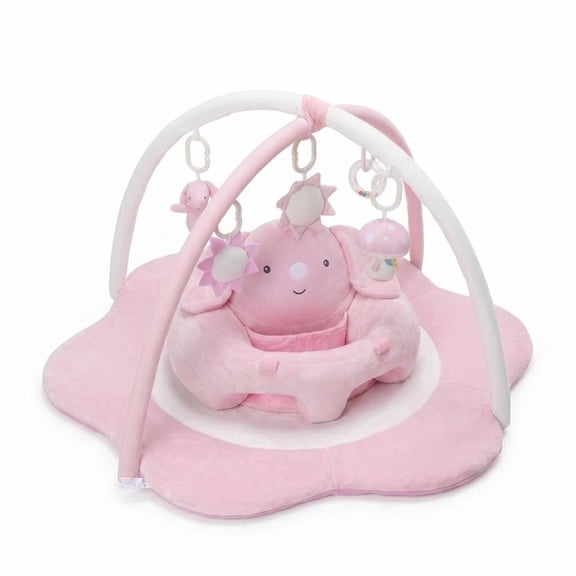 suihuooo Baby Gym Play Mat With 5 Detachable Toys Activity Tummy Time Playmats for Newborn 0-18 Months,Pink