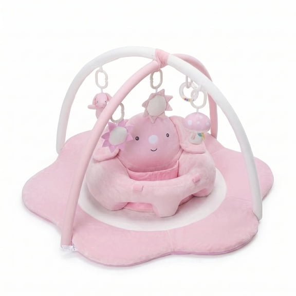 suihuooo Baby Gym Play Mat With 5 Detachable Toys Activity Tummy Time Playmats for Newborn 0-18 Months,Pink
