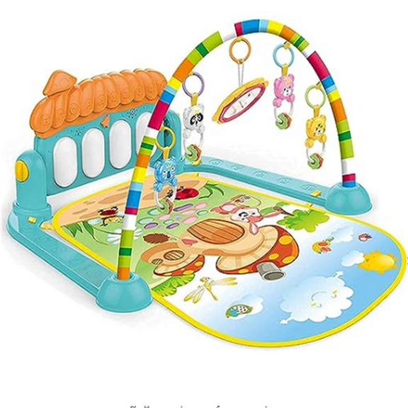 Baby Gym Play Mat, Play Piano Gym with Tummy Time Activity Mat, Musical Activity Center for Infants Toddlers, Green