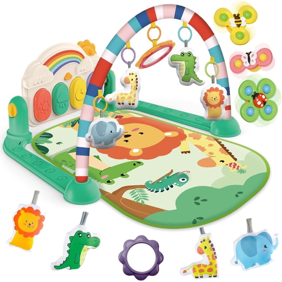 Baby Gym & Play Mat, Tummy Time & Activity Mat Toys, Infant to Toddler Play Piano Mat, 0-12 Months (Green)