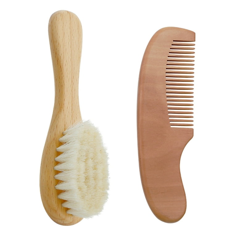 Baby Hair Brush Comb Set Wooden Handle Baby Round Hair Brush