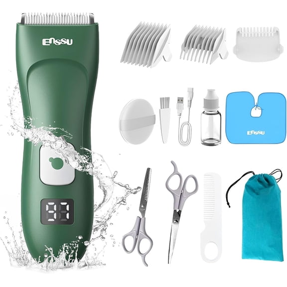 Baby Hair Clippers for Beginners - 13 Pieces fessional Baby Hair Cutting Kit, Silent Hair Clippers Autism with IPX7 Waterof, Safe Ceramic Blades and LCD Display for Babies & Children & Adults