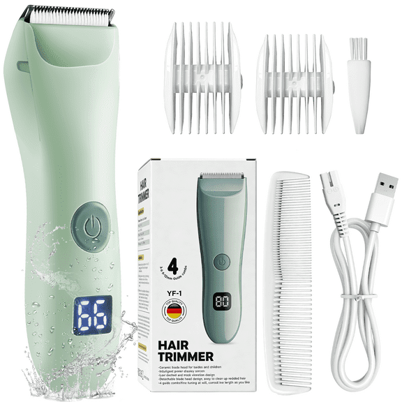 Baby Hair Clippers, Professional Quiet Hair Trimmer for Kids and Toddler, Waterproof & Rechargeable Cordless Hair Cutting Machine for Children, with LCD Display