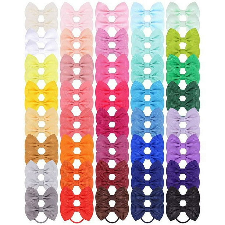 Guuyoo Baby Hair Ties with Bows, 80 Piece Elastic Ponytail Holders