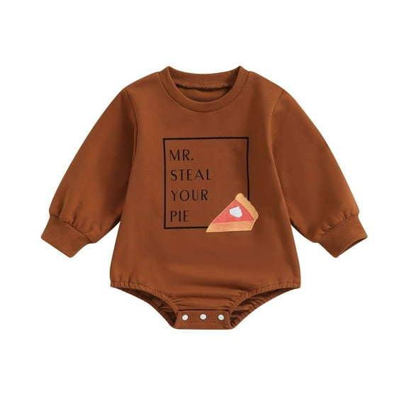 Baby Halloween Clothes Girl Boy Pumpkin Pie Print Sweatshirt Romper 3M 6M 12M 18M 24M Bubble Onesie Thankgiving Fall Outfit