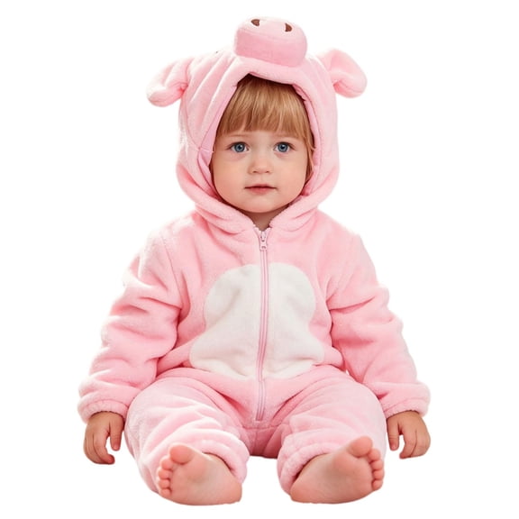 Baby Halloween Costume, Baby Halloween Costumes, Baby Halloween Cosplay, Baby Outfit, Unisex B'Aby Animal Costume Flannel Hooded Romper Cosplay Jumpsuit | Halloween, Winter Autumn Onesie, 80