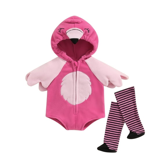 Baby Halloween Costumes 6M 12M 18M 24M Flamingo Costume Zipper Hooded Flamingo Romper with Wings Animal Costume Cosplay Outfit