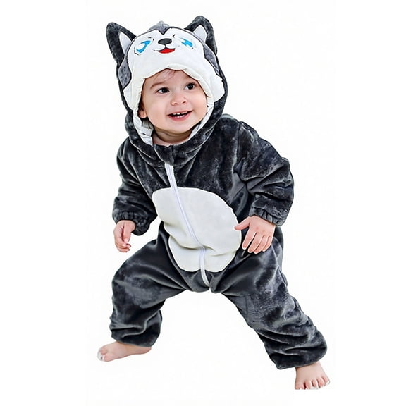 Baby Halloween Hooded Jumpsuit Cartoon Animal Outfit Long Sleeve Romper Autumn Hooded Romper Clothes 1-2 Years