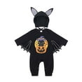 thumbnail image 1 of Baby Halloween Outfit Baby Boys Halloween Footie Pjs Bat Pumpkin Costume Jumpsuit With Hat Fall Winter Baby Clothes Girls Purple 3 Months-6 Months, 1 of 7