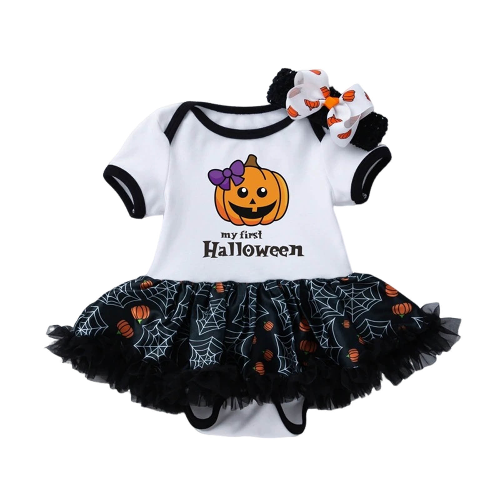 Baby Halloween Outfit Boy Girl Pumpkin Ghost Sweatshirt Bubble Romper