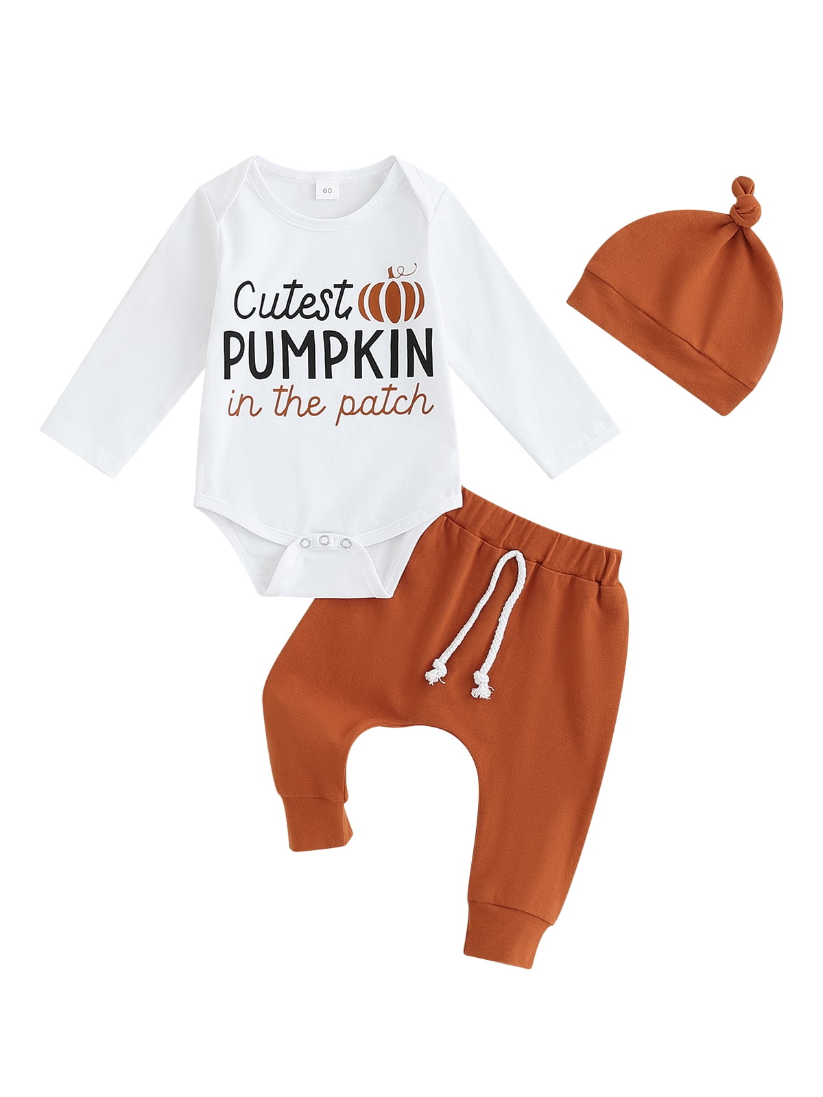 Baby Halloween Outfits Long Sleeve Letter Print Romper+Pants+Hat