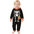 thumbnail image 1 of Baby Halloween Skeleton Jumpsuit Infant Pumpkin Hooded Onesie Funny Romper, Toddler Boys Girls Long Sleeve One Piece Loose-Fit Cute Zip up Festival Outfit for Halloween Parties Trick-or-Treating, 1 of 9