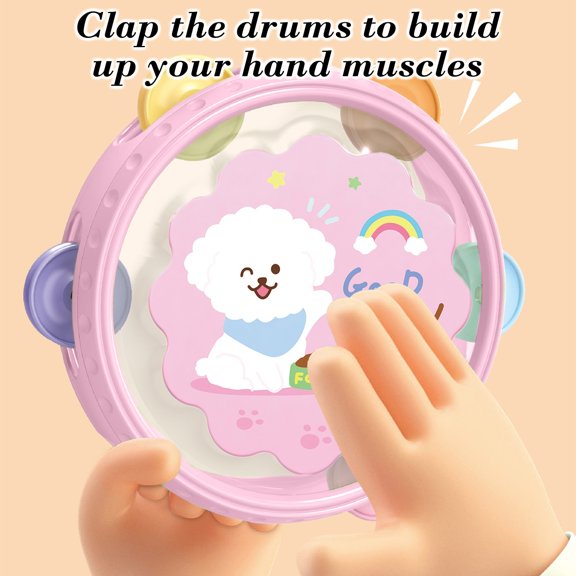 Baby Hand Beat Drum Rattle Tambourine,Orff Kindergarten Kids Educational Musical Enlightenment Toy For Infant,Toddlers Boys Girls Ages 0-6 6-12Months,Birthday Holiday Gift,Christmas Stocking Stuffer