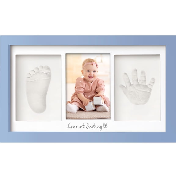Baby Hand and Footprint Kit - Clay Handprint Keepsake Frame, Newborn Nursery Picture Frame, Personalized New Mom Gifts for Baby First Christmas Shower (Auburn)