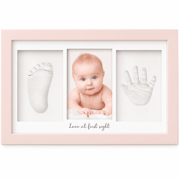 Baby Hand and Footprint Kit - Clay Handprint Keepsake Frame, Newborn Nursery Picture Frame, Personalized New Mom Gifts for Baby Shower & Registry