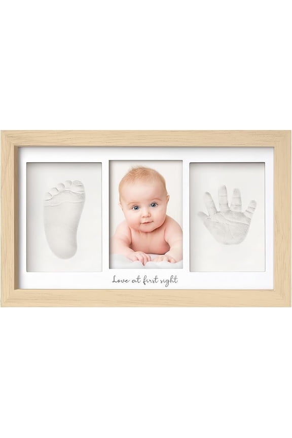 Baby Hand and Footprint Kit - Clay Handprint Keepsake Frame, Newborn Nursery Picture Frame, Personalized New Mom Gifts for Baby Shower & Registry