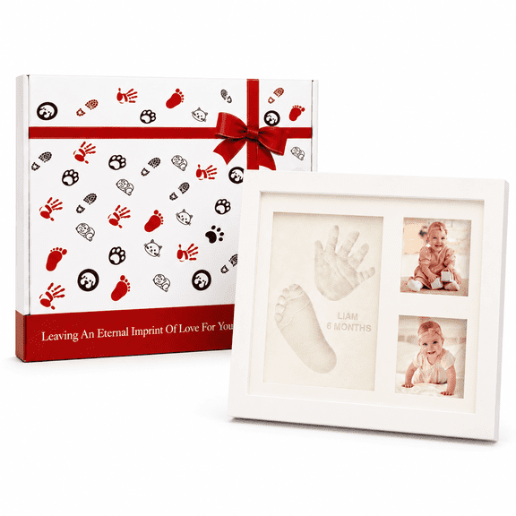 Baby Hand and Footprint Kit - Quick Dry Clay Baby Footprint Kit, Pets Paw, Newborn Keepsake Picture Frame for Boys, Girls, Personalized New Mom Gifts for Shower & Christmas