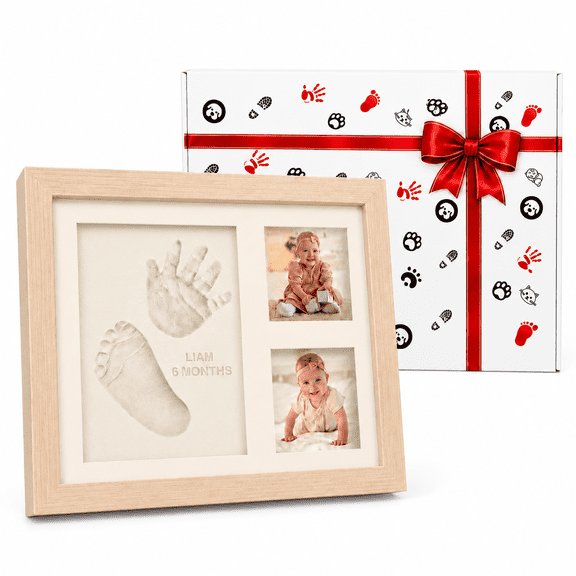 Footprint Kit Gift Set,Hand and Footprint and Pawprint Kit with Soft Clay,Keepsake Frame, Newborn Nursery Picture Frame, Pet Memorial Frame,Baby Shower and Pet Memorial Gift Box