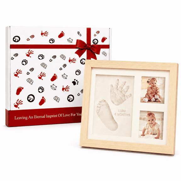 Baby Hand and Footprint Kit - Quick Dry Clay Baby Footprint Kit, Pets Paw, Newborn Keepsake Picture Frame for Boys, Girls, Personalized New Mom Gifts for Shower & Christmas
