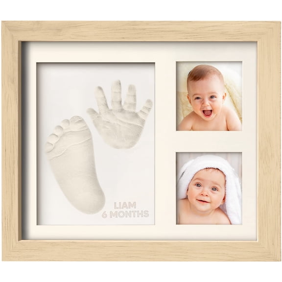 Baby Hand and Footprint Kit - Quick Dry Clay Baby Footprint Kit, Pets Paw, Newborn Keepsake Picture Frame for Boys, Girls, Personalized New Mom Gifts for Shower & Registry,(Alpine White)