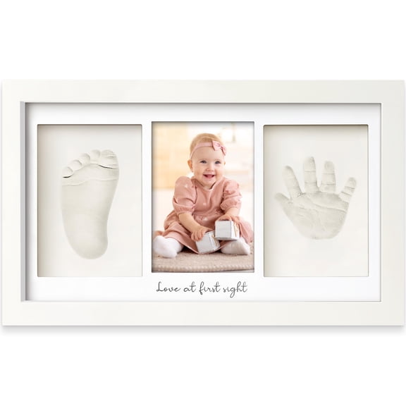 Baby Hand and Footprint Set - Clay Handprint Commemorative Photo Frame, Newborn Room Photo Frame, Personalized New Mom Gift (Suitable for Baby Shower and Gift Registration), First Mother's Day