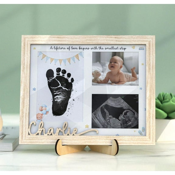 Baby Handprint & Footprint Keepsake Photo Frame Kit with Ink Pad, Newborn Memory Frame, Baby Shower Gift, New Parents Keepsake, New Baby Photo Display