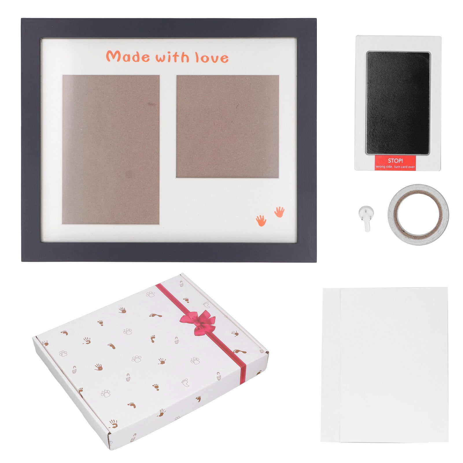 Baby Handprint Footprint Maker Kit Photo Frame Black Ink Baby Footprint
