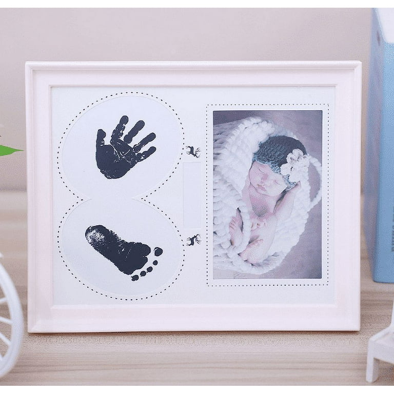 Baby Handprint and Footprint Makers Kit Keepsake Frame for Newborn Boys & Girls Baby Girl Gifts & Baby Boy Gifts New Mom Baby Shower Gifts Baby
