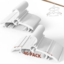 Baby Hangers 40PCS, 11"-14" Extendable and Stackable Kids Hangers, 45g Ultra-Thick Space Saving Non-Slip Plastic Hanger for Infant, Toddler and Nursery Closet, White