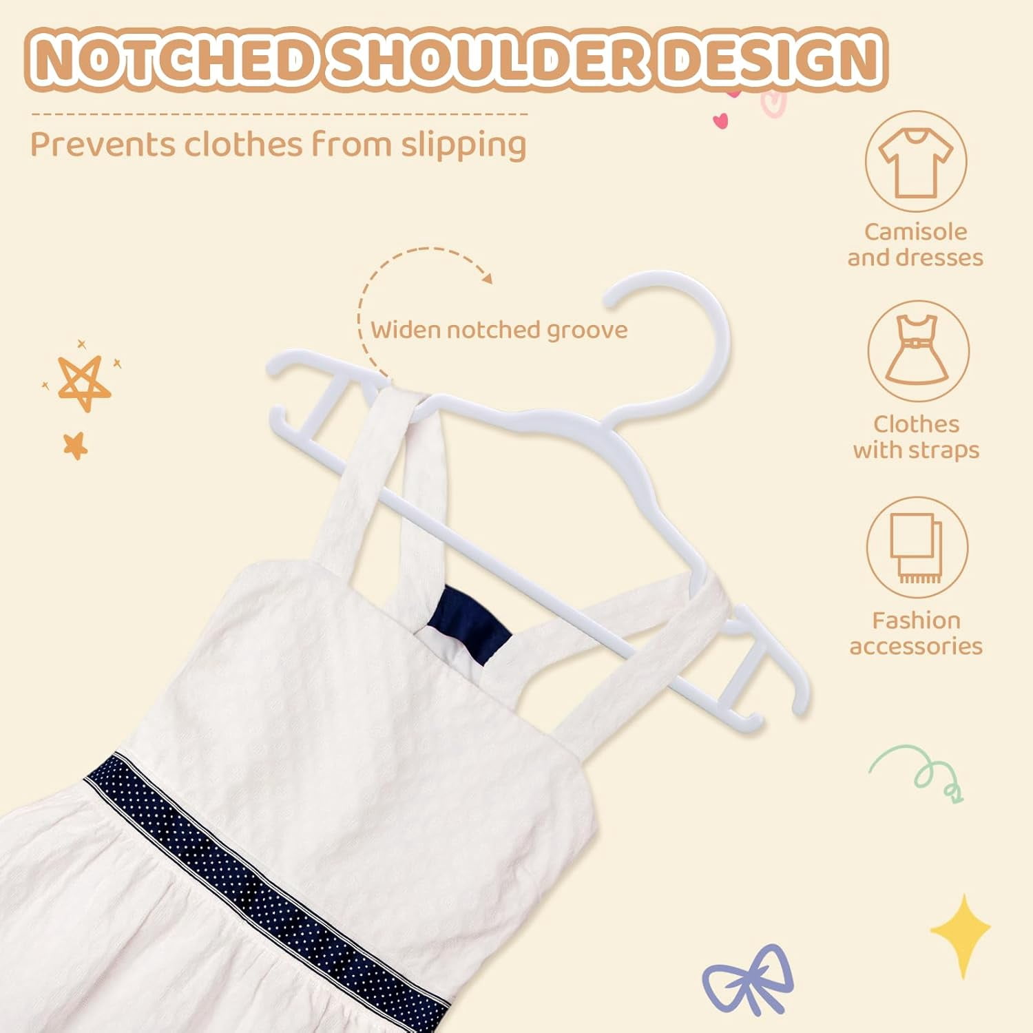 Baby Hangers 60 Pack 10.35 Inch Kids Clothes Hangers Non-Slip Thickened Plastic Infant Hangers for Closet Infant & Toddler Clothing Pants Coats Skirts (White)