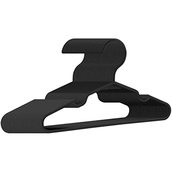 Baby Hangers for Closet 50 Pack Black Plastic Kids Children's Clothes Hangers Non-Slip (Black, 50)