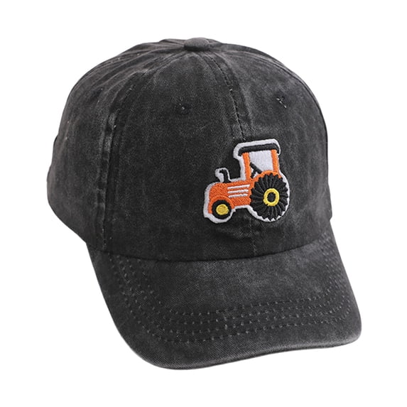 Baby Hat Cute Embroidery Excavator Adjustable Cotton Washed Vintage Cowboy Hat for Boys Girls