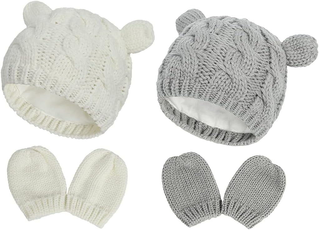 Baby Hat Glove Set Soft Newborn Mittens Baby Girl Boys Knitted Toddler