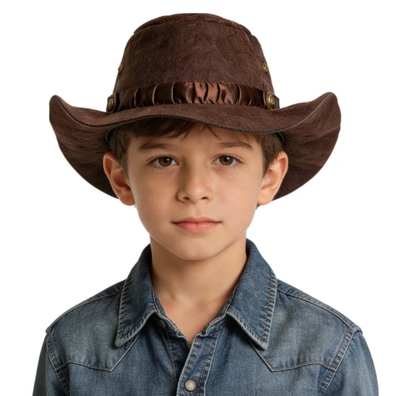 Baby Hat Kids Wide Brim Western Cowboy Hat Outdoor Adventure Riding Brown L