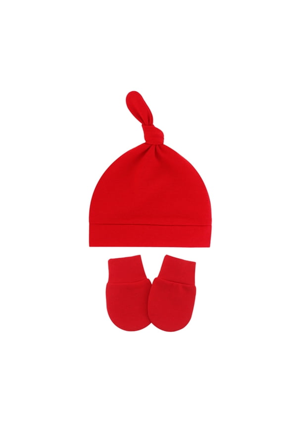 Baby Hat and Mittens Set, Thin Single Layer Beanie with Matching Anti-Scratch Gloves, Soft Cotton Set for Infants 0-12 Months, Perfect for Spring and Autumn Daily Comfort A