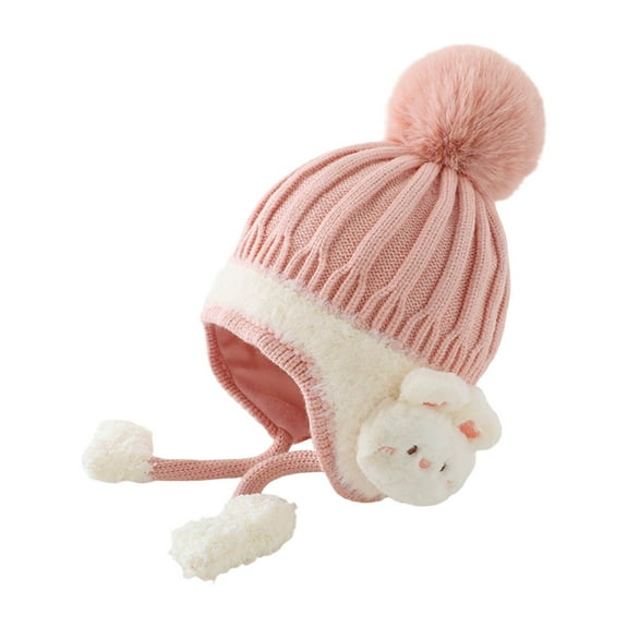Baby Hat Winter Knitted With Ear Adorable Animal Design Cozy Lined Cap For Boys Girls
