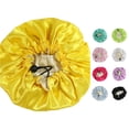 thumbnail image 1 of Baby Hats & Caps product category Kids Satin Bonnet Sleeping Cap for Natural Hair Toddlers Child Baby Adjustable Satin Cap for Night Sleeping Double Layer, 1 of 3