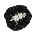 thumbnail image 1 of Baby Hats Kids Adjustable Double Layer Natural Bonnet Hair Sleeping Satin Cap Black One Size, 1 of 3