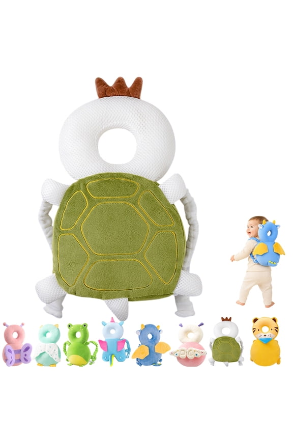 Baby Head Protector Backpack,Blue Dinosaur Toddler Pillow Backpack with Adjustable Shoulder Straps,Soft PP Cotton Back Cushion for Crawling Sitting and Supervised Daily Use for 6-24M+