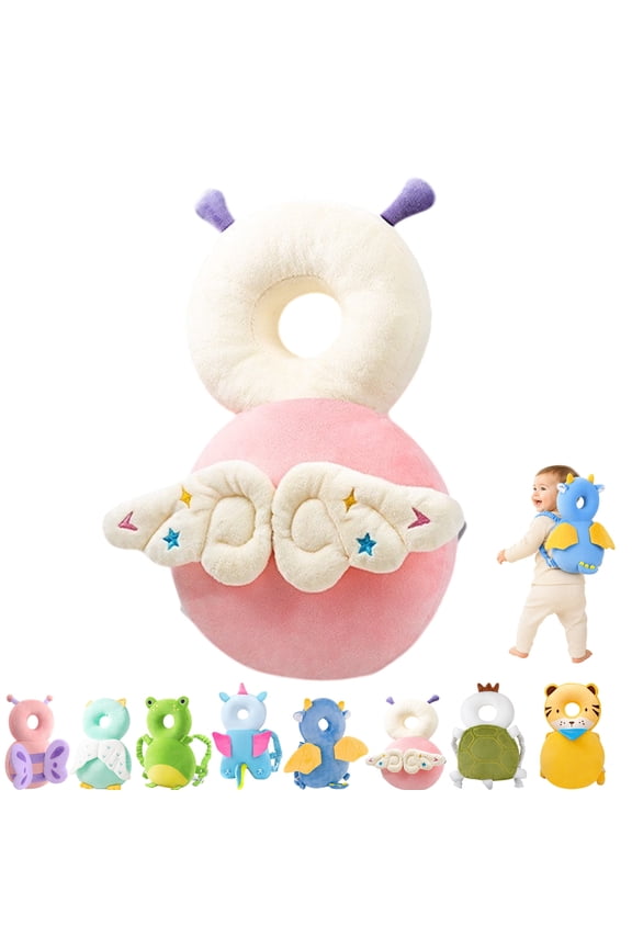 Baby Head Protector Backpack,Blue Dinosaur Toddler Pillow Backpack with Adjustable Shoulder Straps,Soft PP Cotton Back Cushion for Crawling Sitting and Supervised Daily Use for 6-24M+