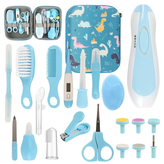 Baby Healthcare and Grooming Kit,20 in 1 Electric Safety Nail Trimmer Baby Nursery Set Newborn Nursery Health Care Set with Hair Brush Comb for Infant Toddlers Kids Baby Shower Gifts-Blue