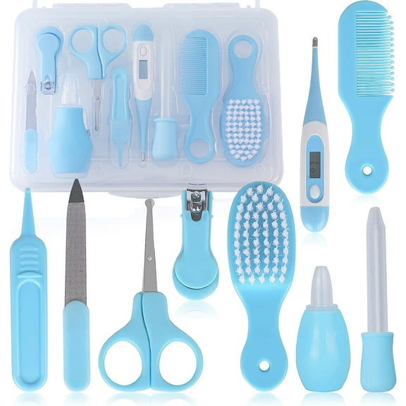 9 PCS Baby Grooming Baby Nail Kit, Topboutique Protable Newborn Nursery Health Care Set Include Baby Comb Nail Clipper Nose Cleaner etc for Baby Girl & Boy Gifts Newborn Gift Set,Blue